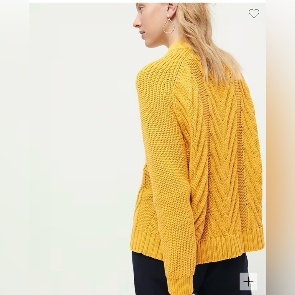 J. Crew Cable-knit mockneck Cotton Pullover Oversized sweater Ultramarine Size S - Picture 12 of 12